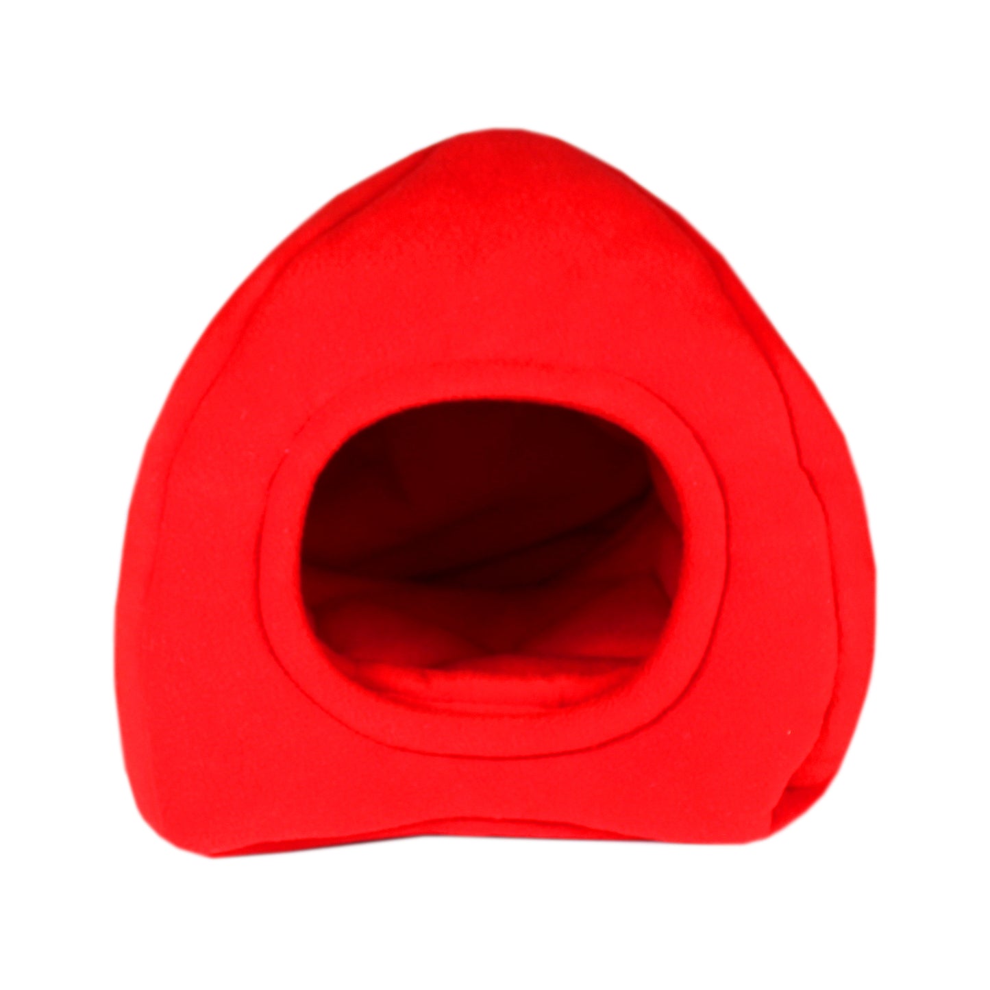 Red Fleece Guinea Pig Hidey Hut, front view empty