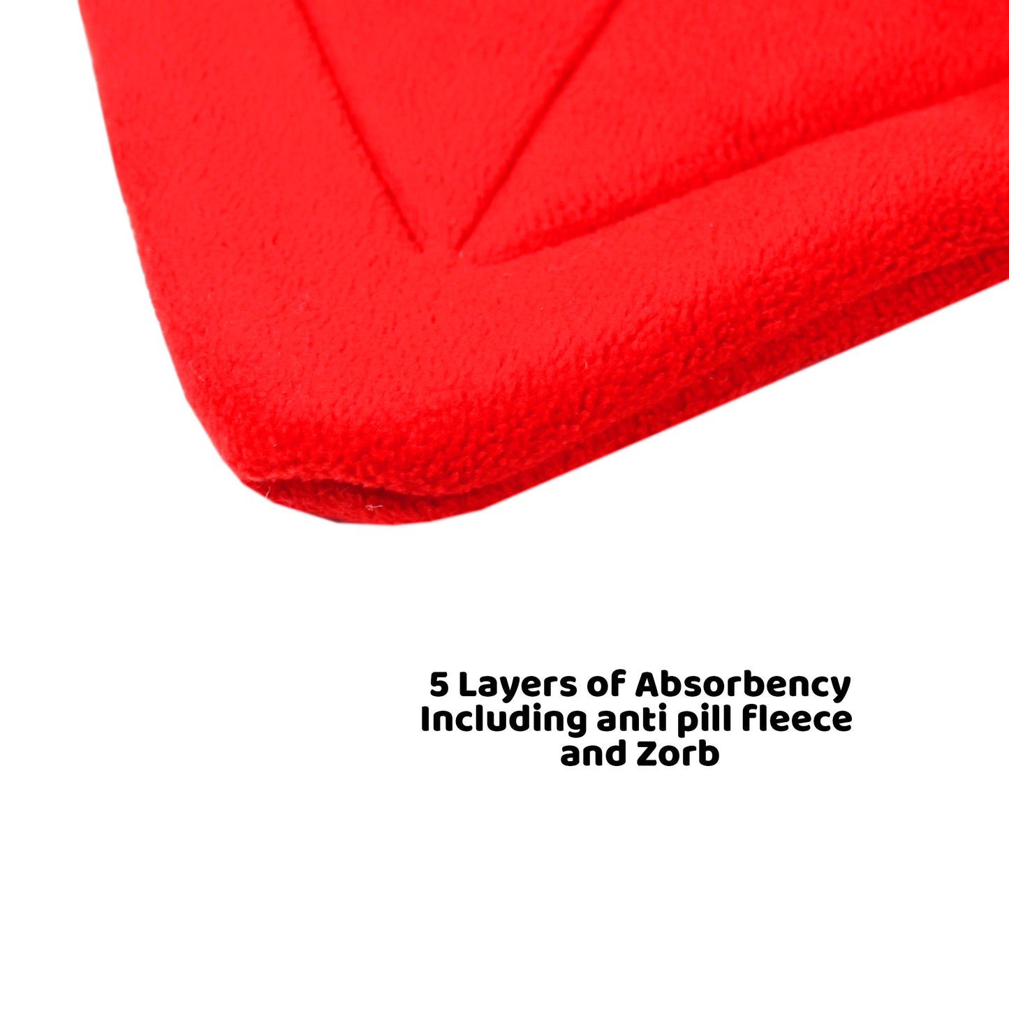 Red Gingham Snuggle Tunnel, close up view of the red fleece pee pad included