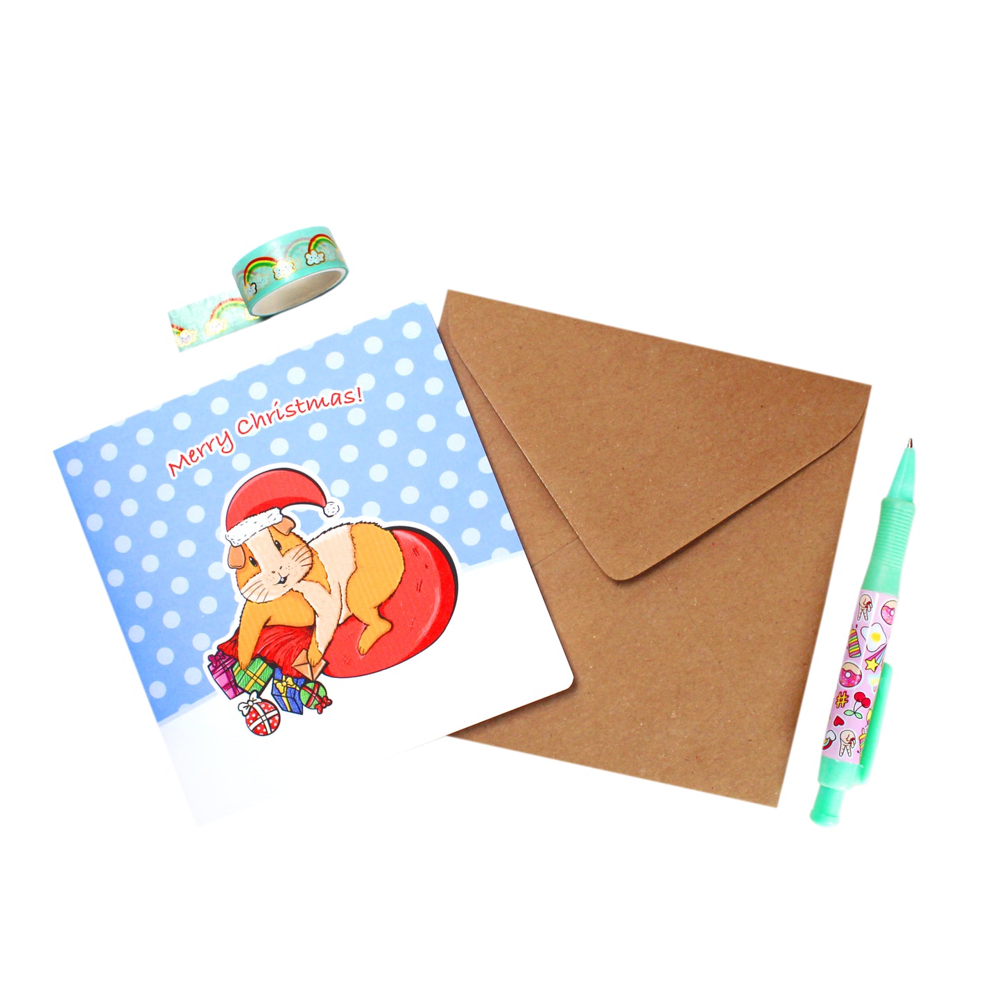 Father Christmas Guinea Pig Greetings Card