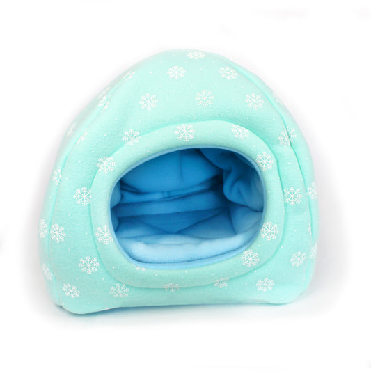 Pet bed with snowflake pattern on a white background