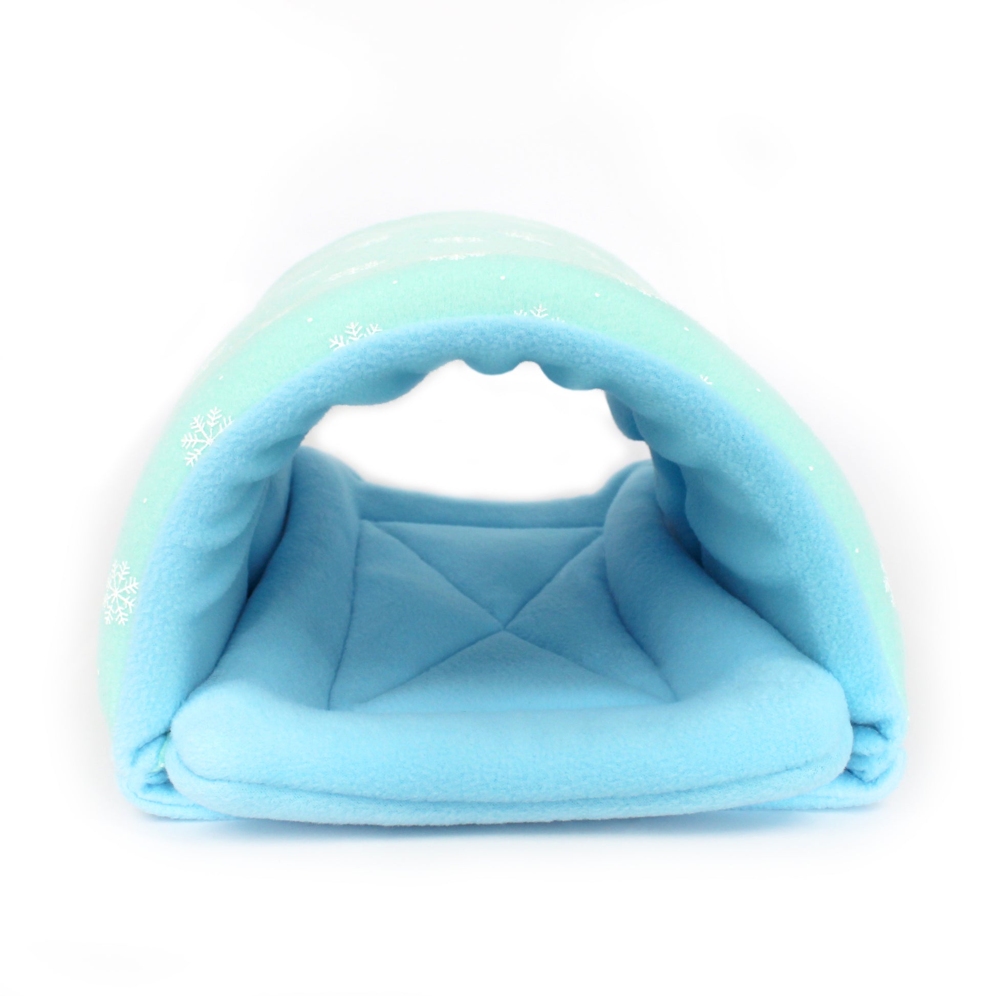 Light blue pet bed on a white background