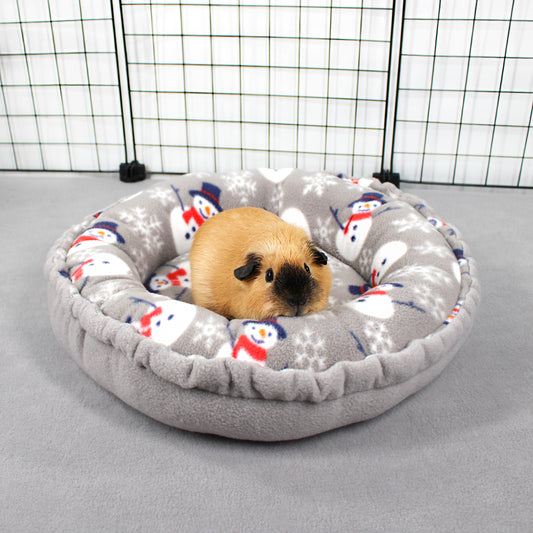 Grey Snowman Doughnut Bed for Small Animals