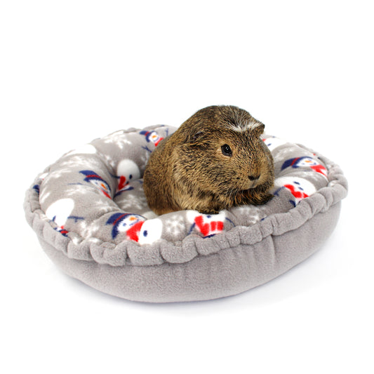 Grey Snowman Doughnut Bed for Small Animals