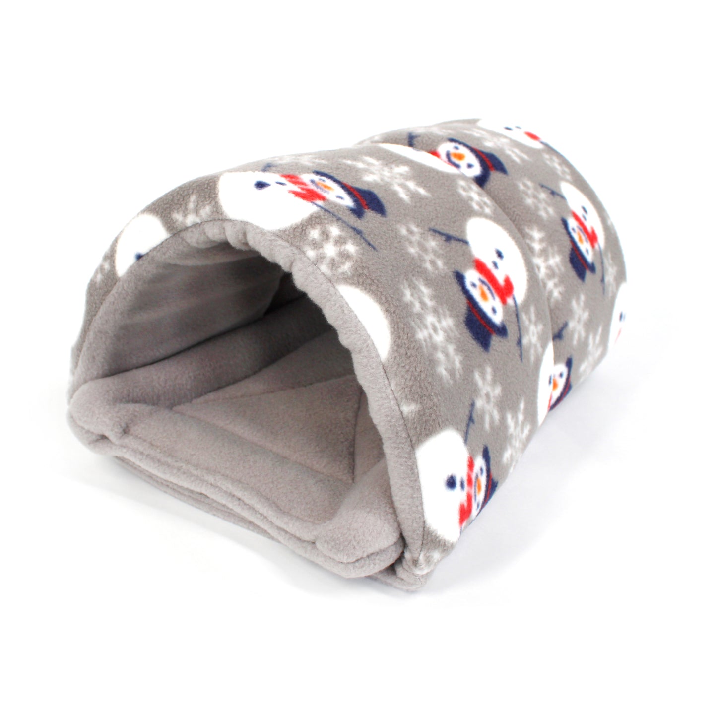 Pet bed with snowman pattern on a white background