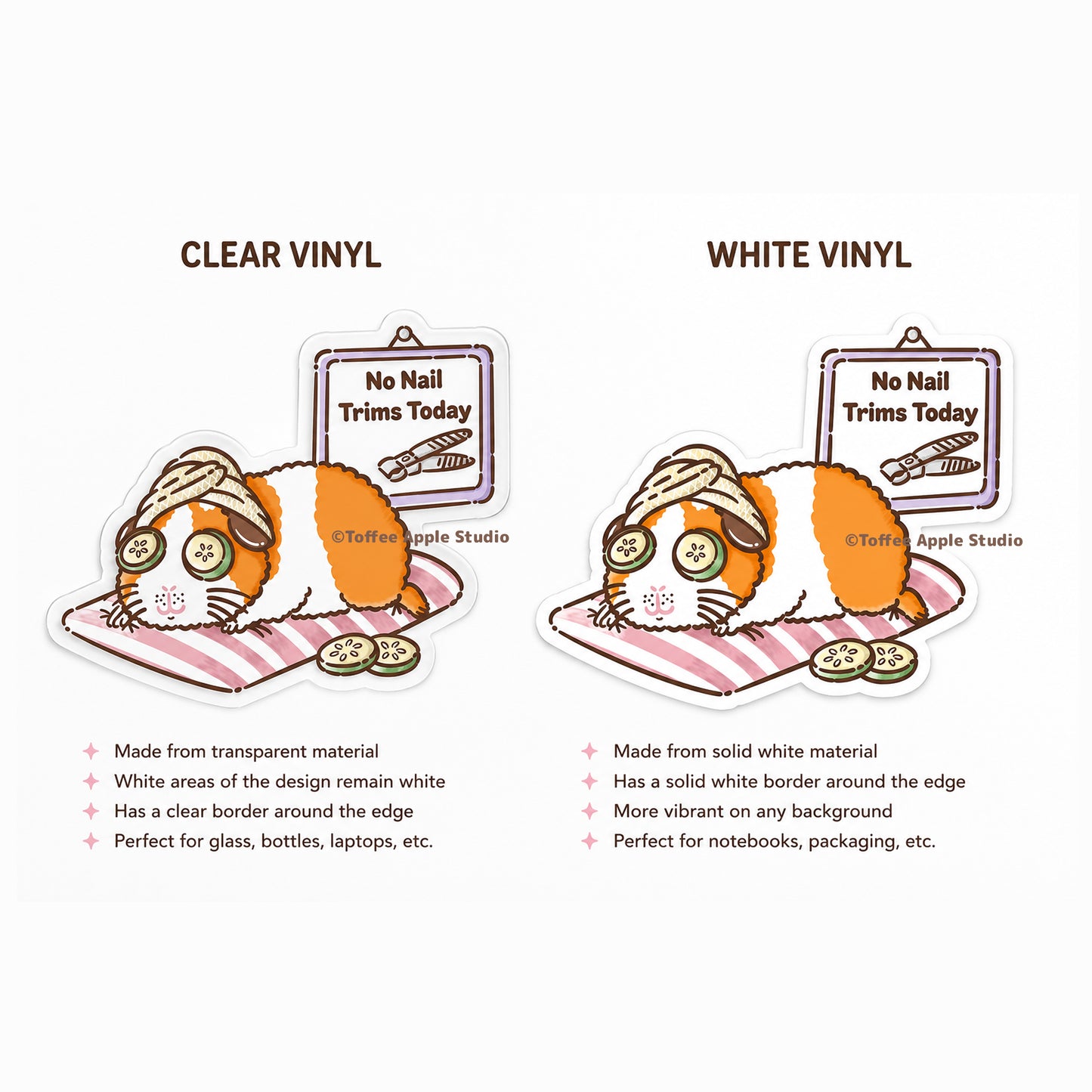 No Nail Trims Today Guinea Pig Vinyl Sticker - Clear