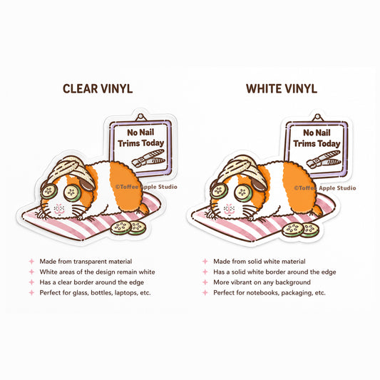 No Nail Trims Today Guinea Pig Vinyl Sticker - White