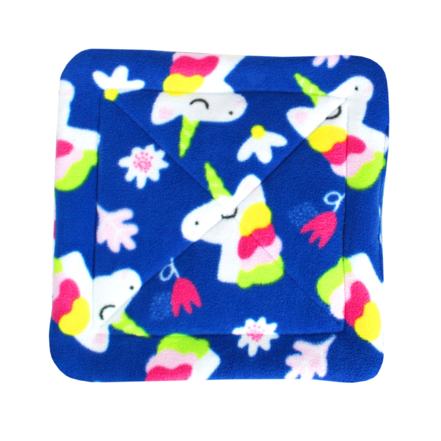 Large Unicorn Square Guinea Pig Pee Pad, top view of the guinea pig pee mat