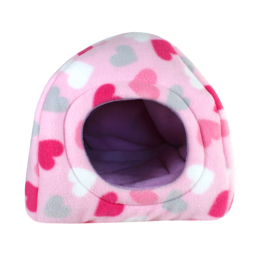 Pastel Hearts Hidey House, front view of the hidey hut for guinea pigs