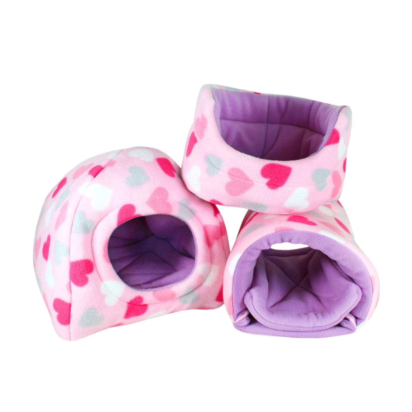 Pastel Hearts Guinea Pig Accessory Set, full group of items