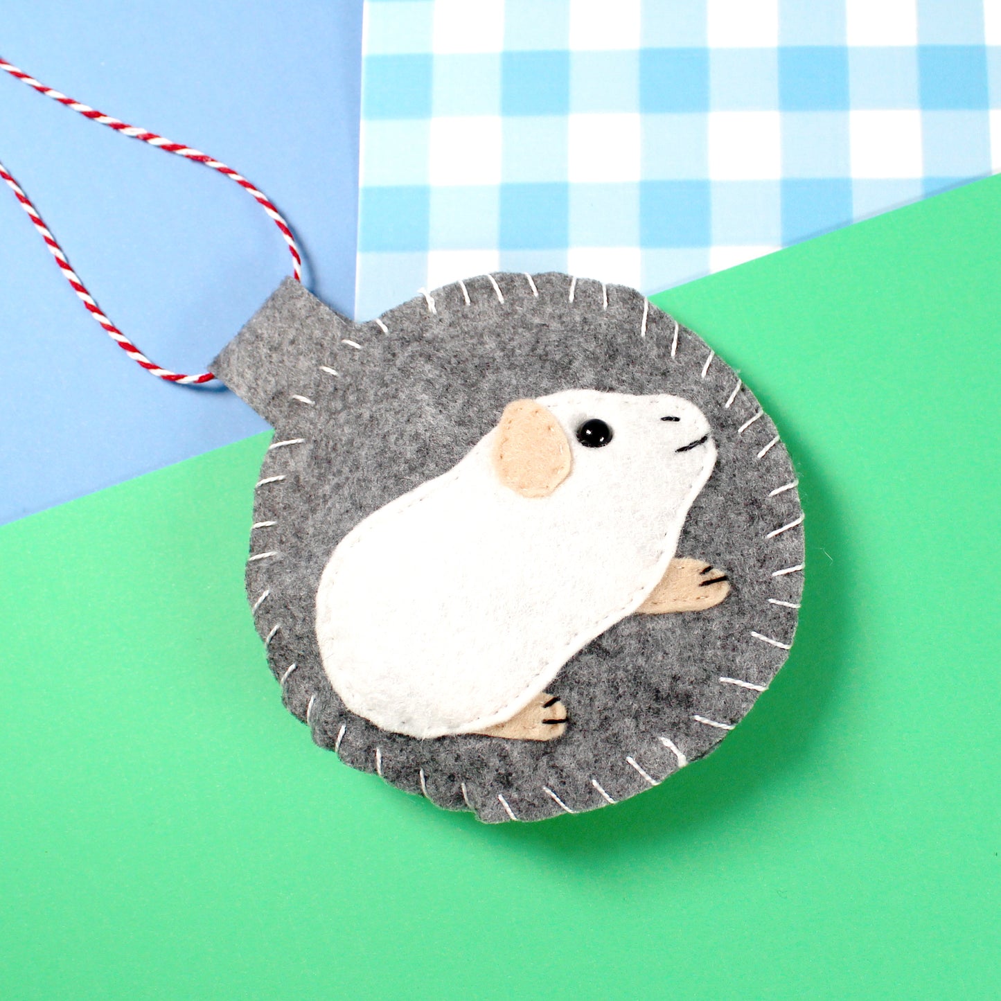 Felt White Guinea Pig Decoration