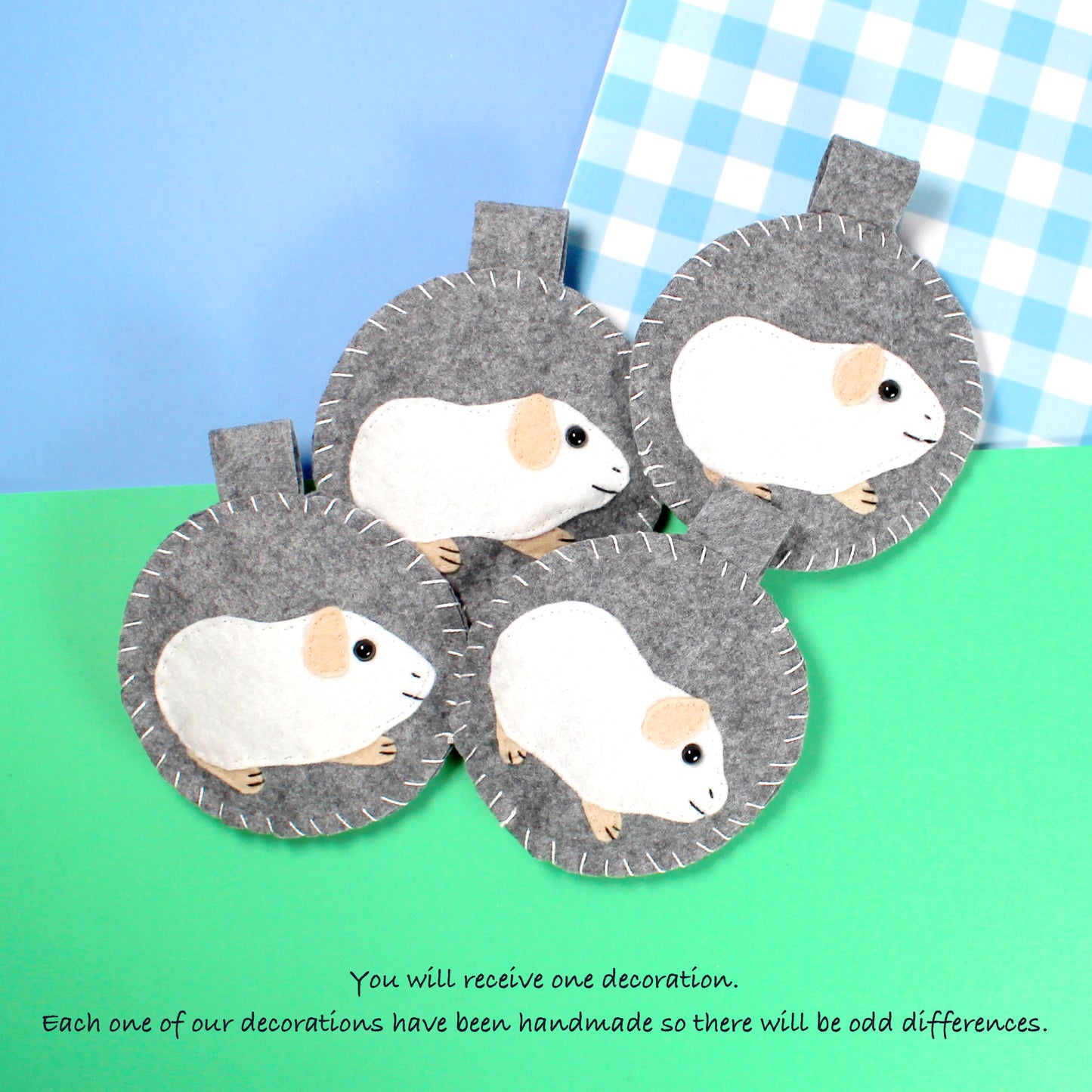 Felt White Guinea Pig Decoration