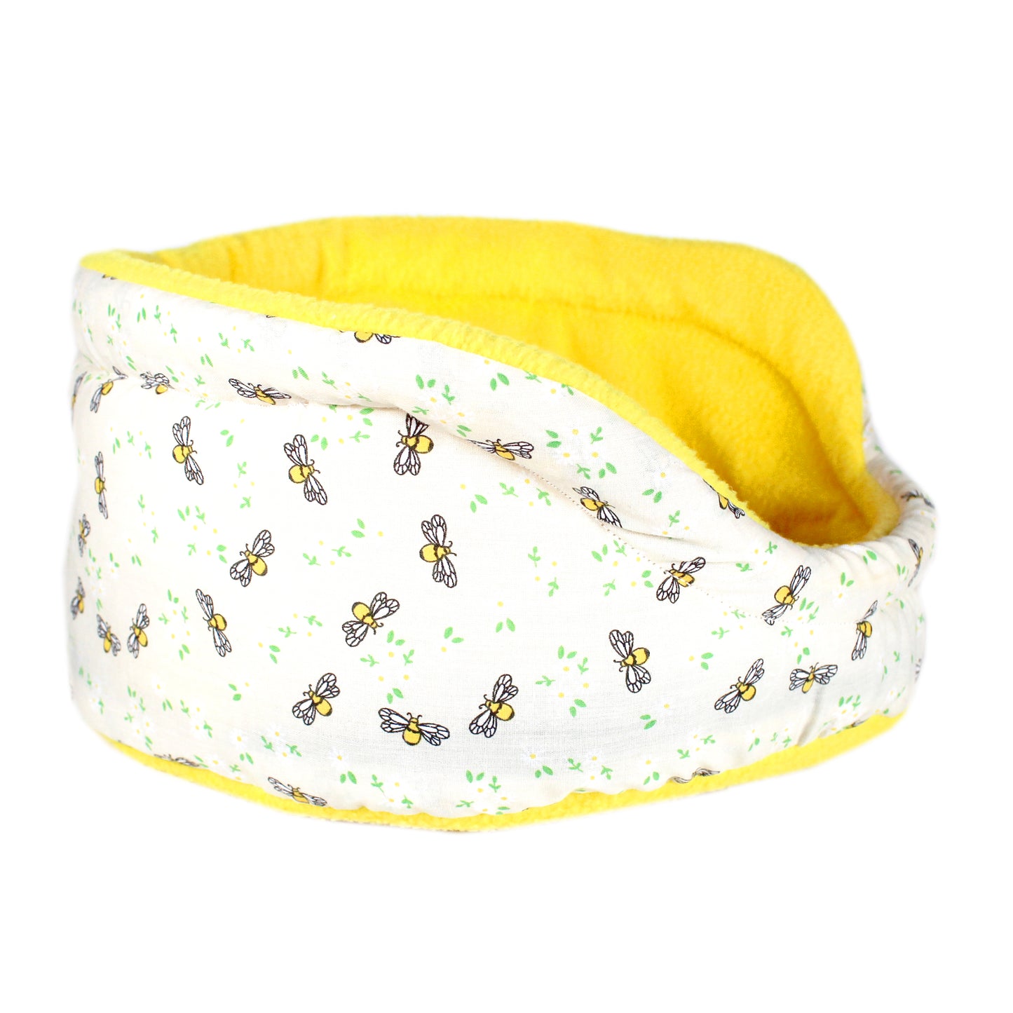 Yellow Bee Guinea Pig Accessory Set, front side view of the small pet bed