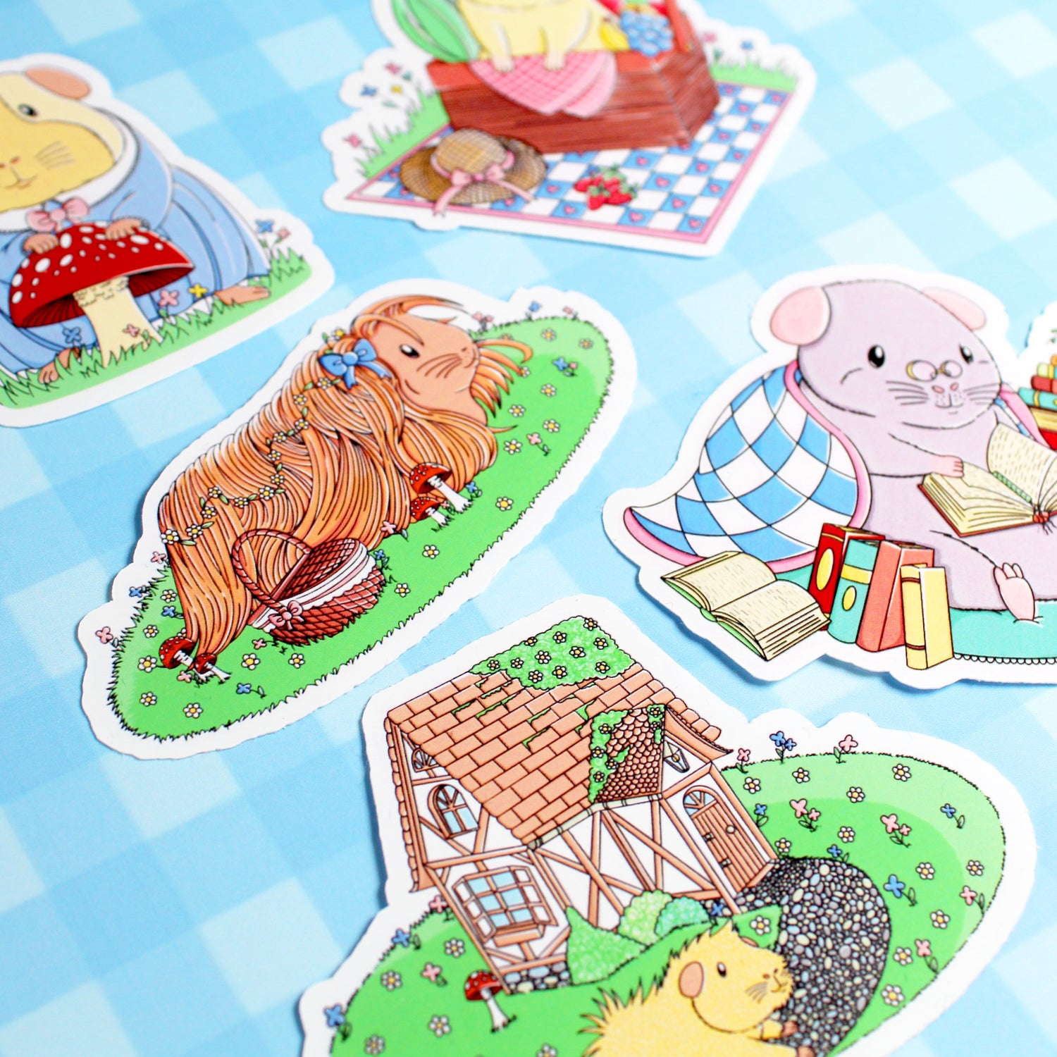 5 Pastel Cottagecore Guinea Pig Sticker Pack