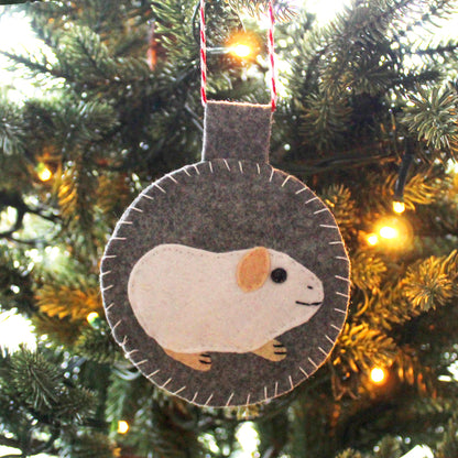 Felt White Guinea Pig Decoration