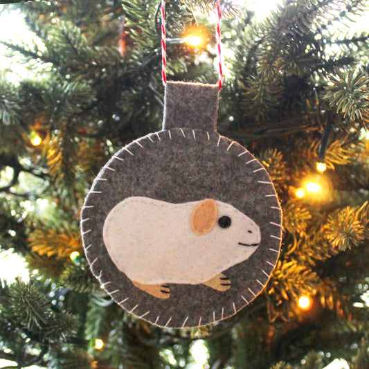 Felt White Guinea Pig Decoration