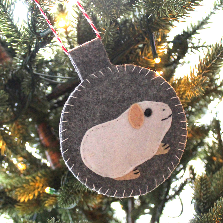 Felt White Guinea Pig Decoration