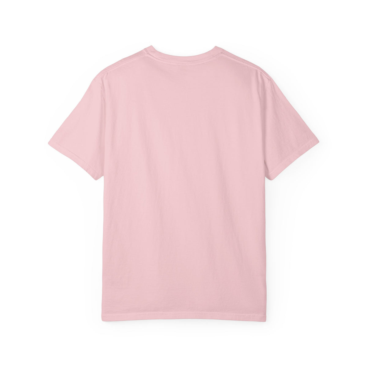Back view of the pale pink Comfort Colors T-shirt showing its plain design.
