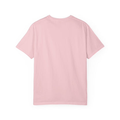 Back view of the pale pink Comfort Colors T-shirt showing its plain design.