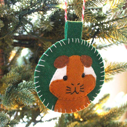 White & Ginger Guinea Pig Felt Decoration