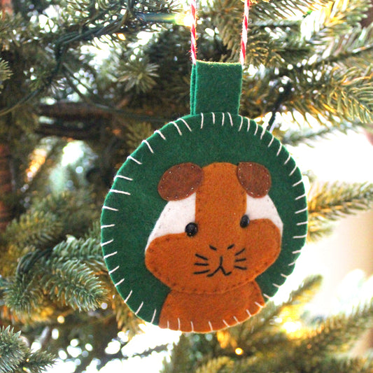 White & Ginger Guinea Pig Felt Decoration
