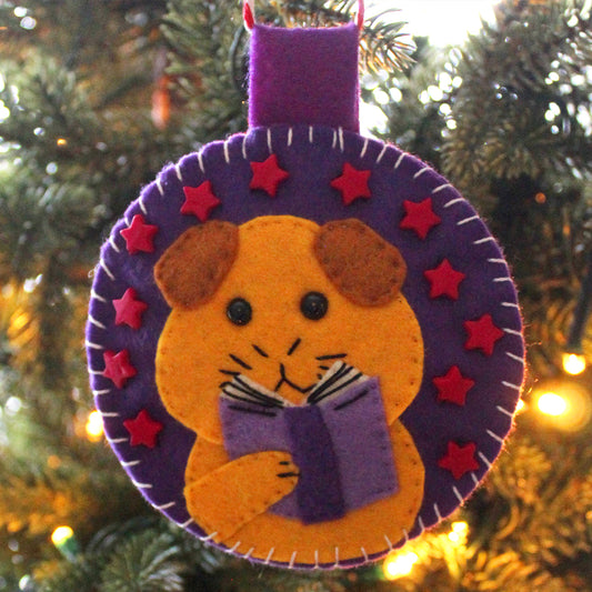 Bookish Ginger Guinea Pig Felt Decoration