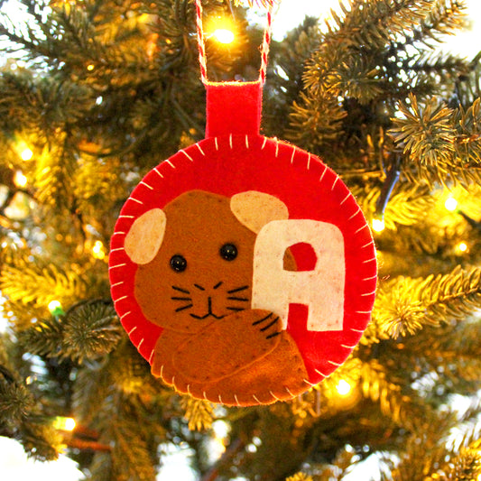 Personalised Initial Guinea Pig  Monogram Felt Hanging Decoration
