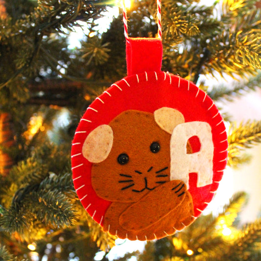 Personalised Initial Guinea Pig  Monogram Felt Hanging Decoration