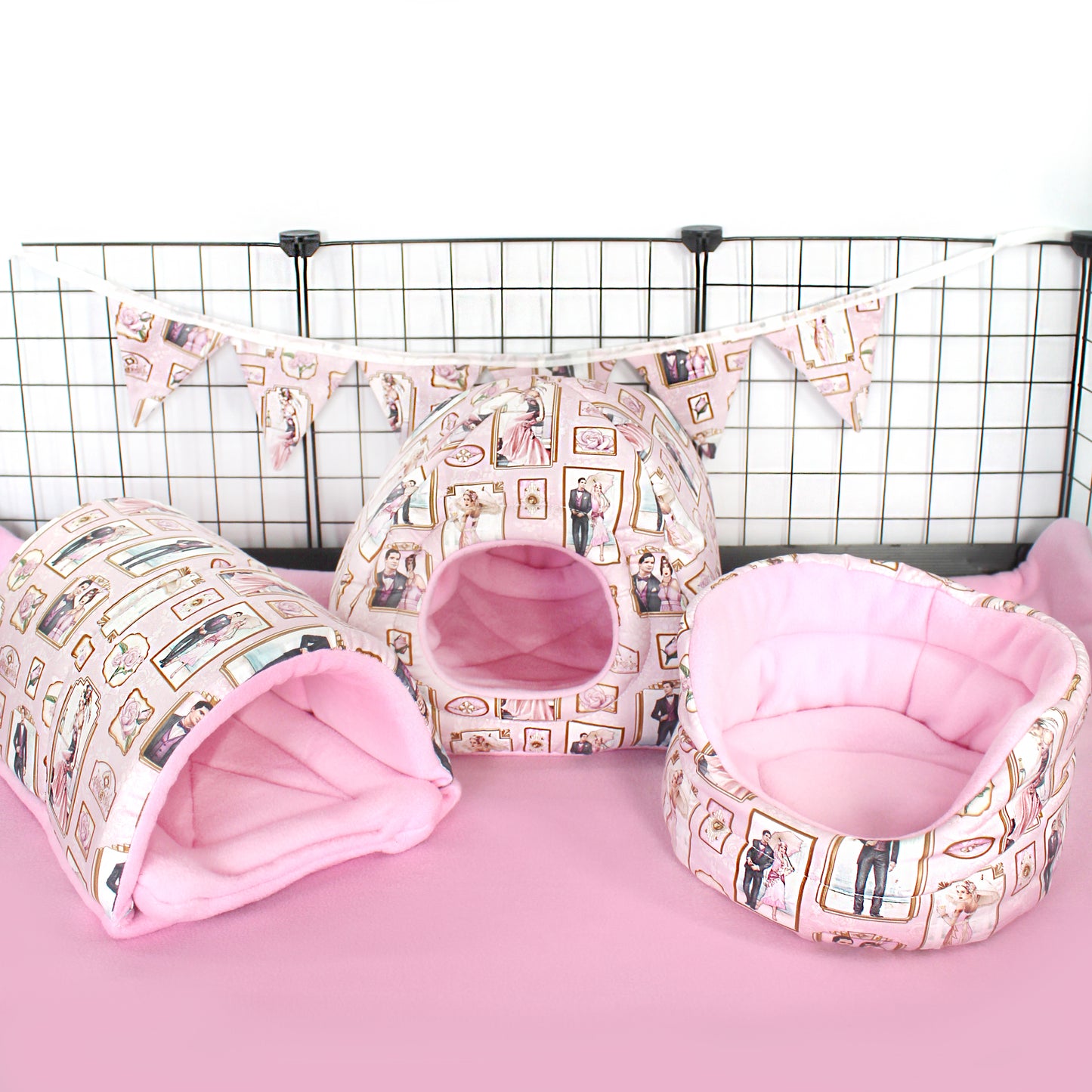Pink Art Deco Guinea Pig Accessory Bundle
