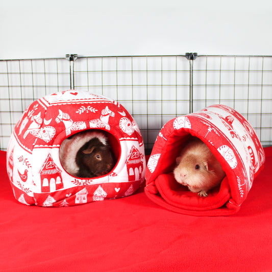 Red and White Classic Christmas Guinea Pig Accessory Bundle