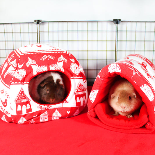 Red and White Classic Christmas Guinea Pig Accessory Bundle