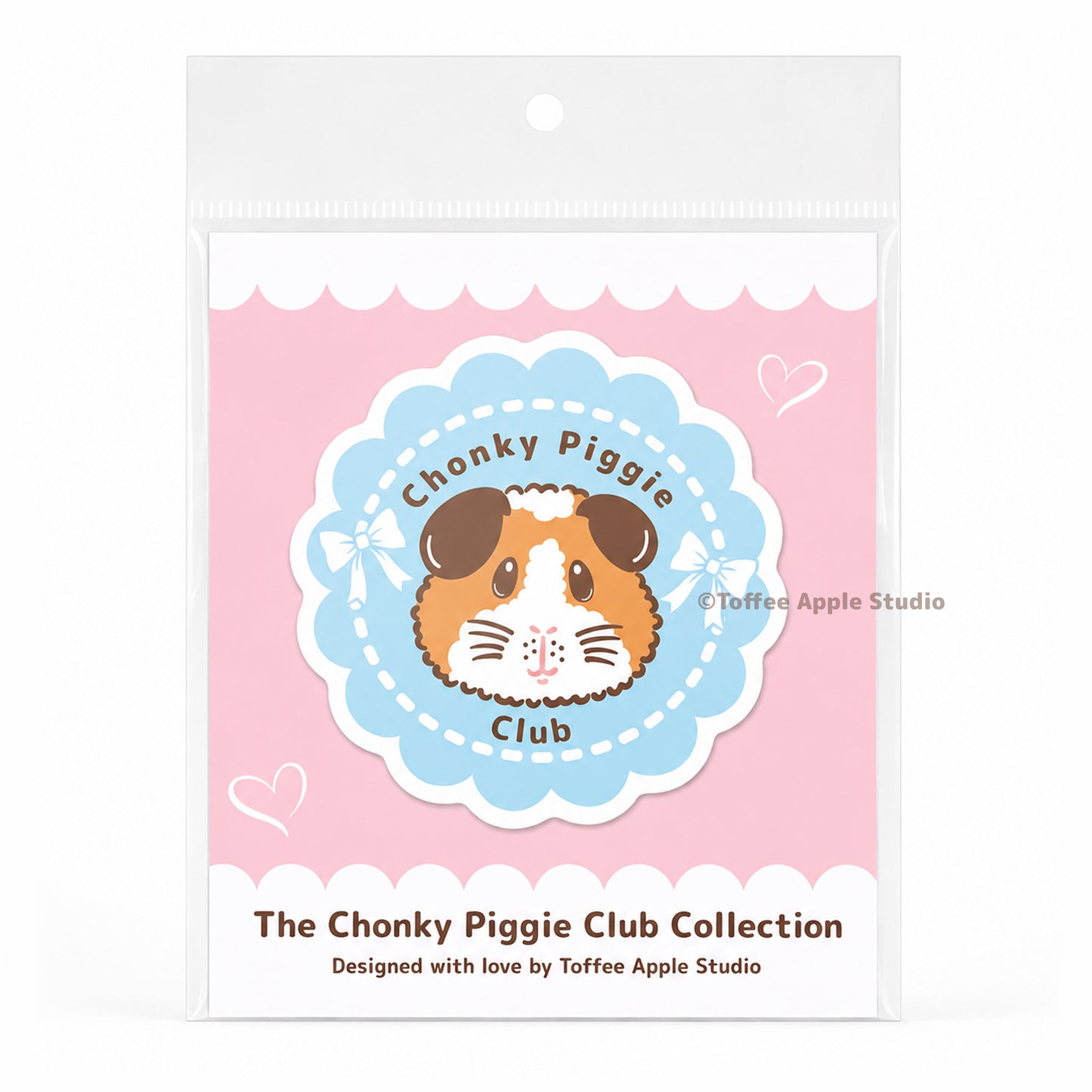 Blue Chonky Piggie Club Guinea Pig Vinyl Sticker - Clear