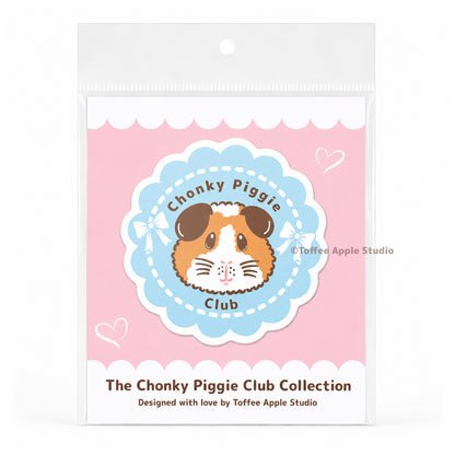 Blue Chonky Piggie Club Guinea Pig Vinyl Sticker - Clear