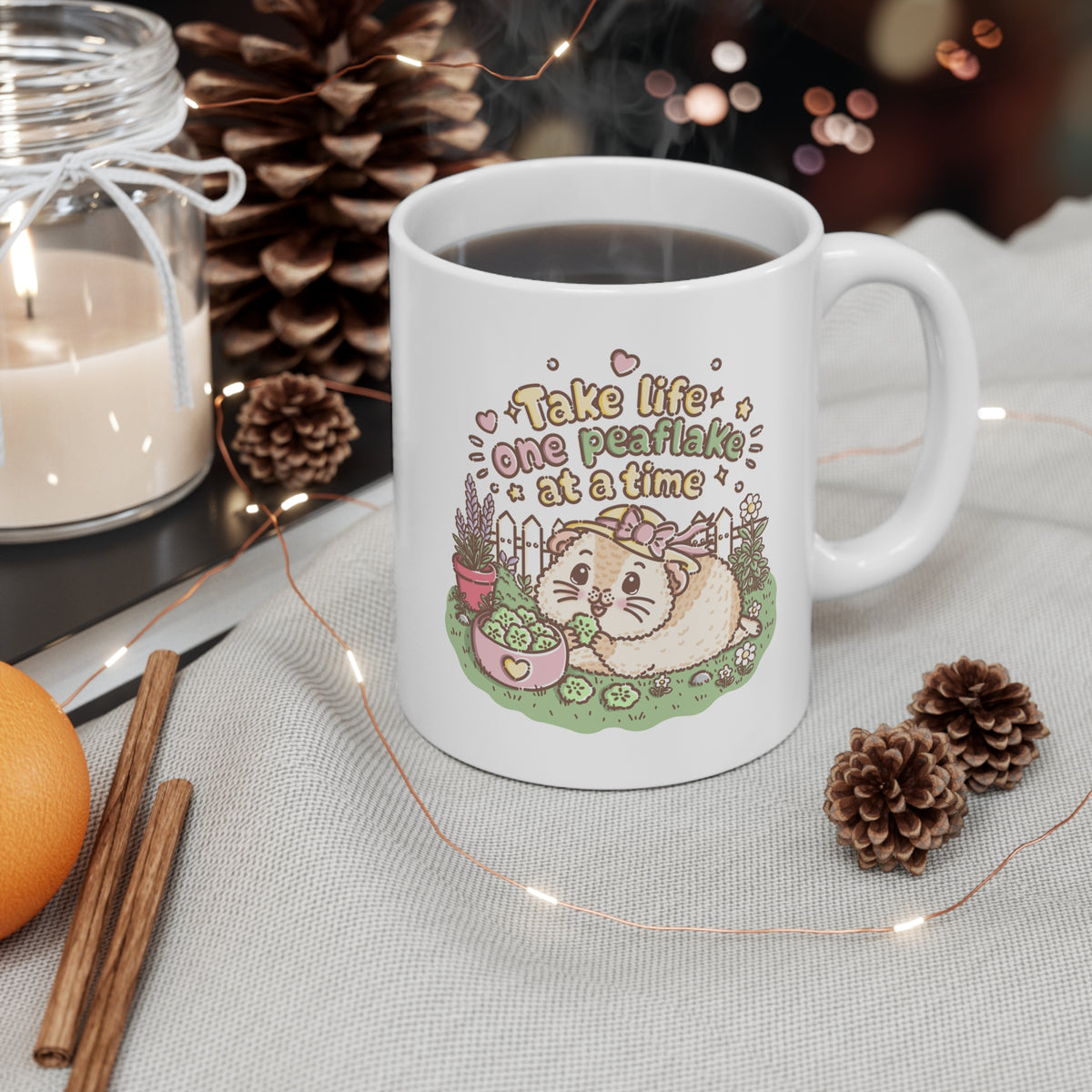 Take Life One Peaflake at a Time Guinea Pig Mug