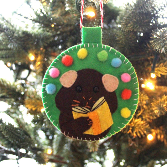Brown Guinea Pig Bookish Felt Decoration