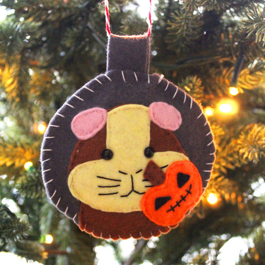 Pumpkin Guinea Pig Felt Decoration