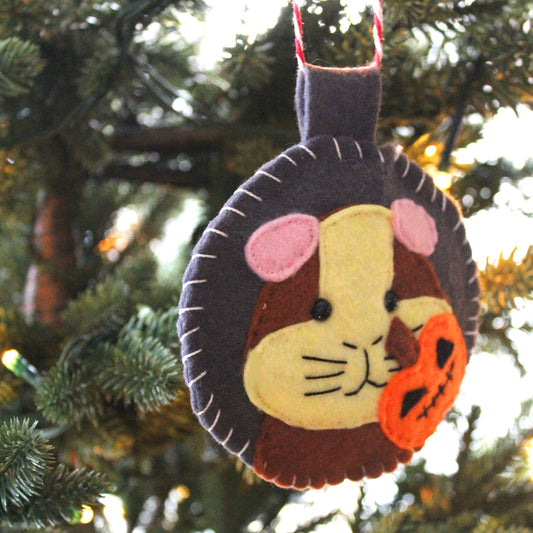 Pumpkin Guinea Pig Felt Decoration