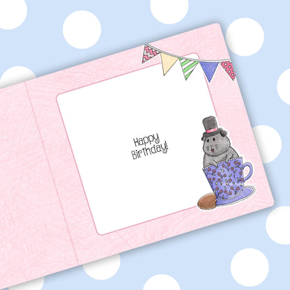 Guinea Pig Tea Party - Personalised Greetings Card