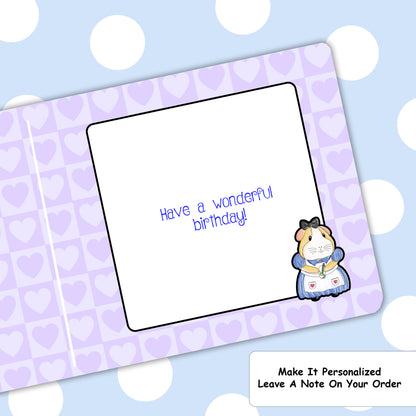 Alice In Piggy Land - Guinea Pig Birthday Card