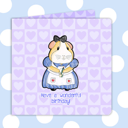 Alice In Piggy Land - Guinea Pig Birthday Card