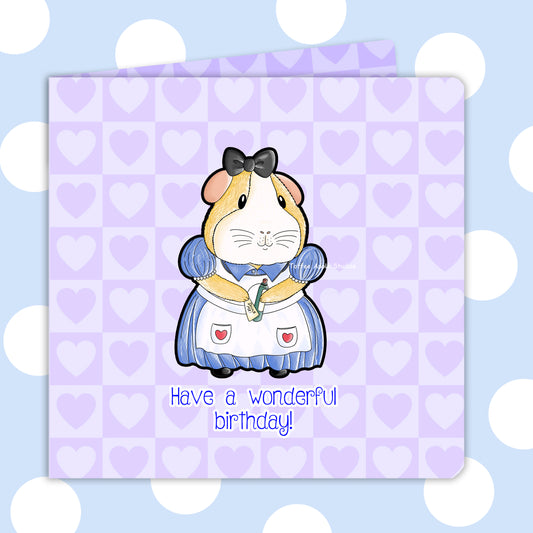 Alice In Piggy Land - Guinea Pig Birthday Card