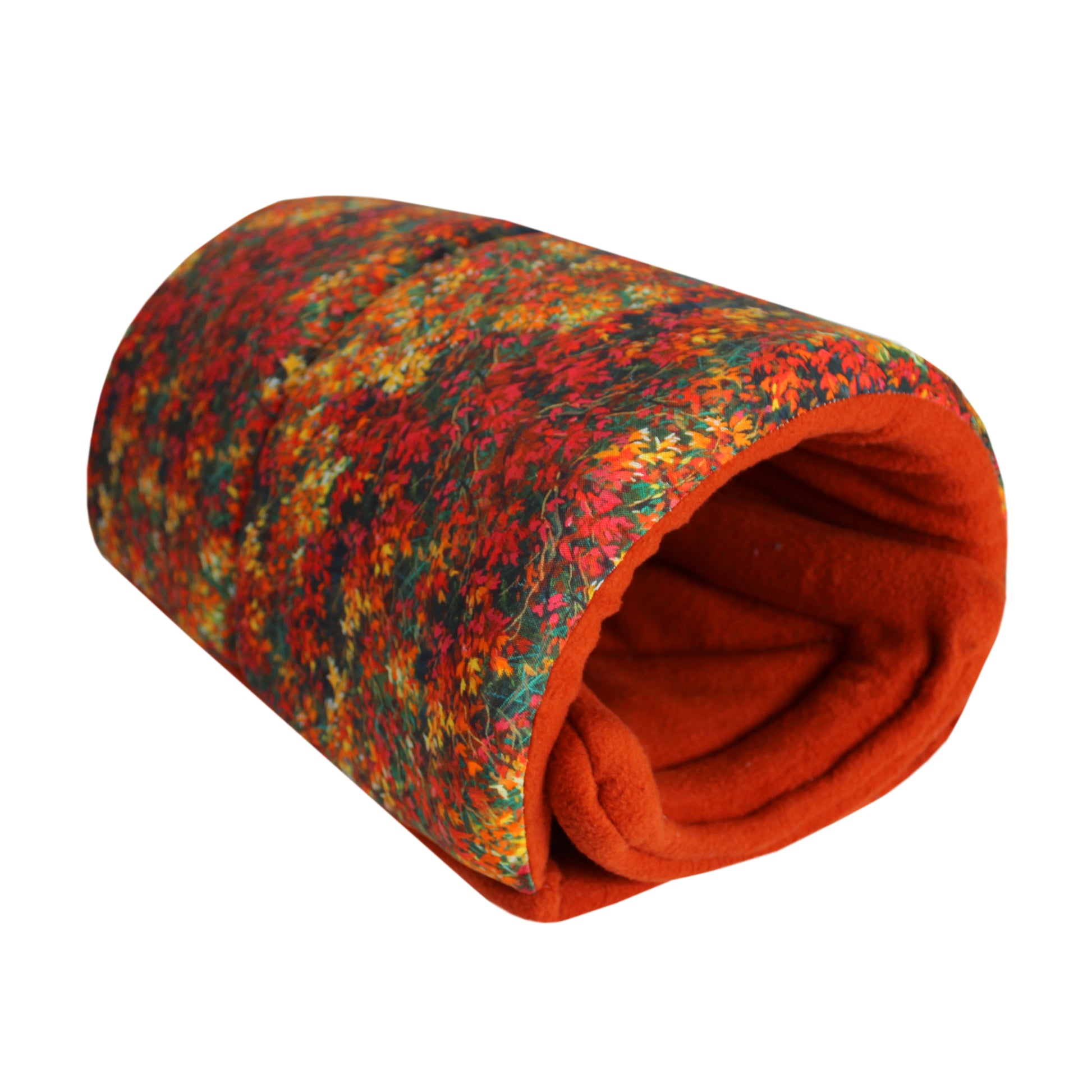 Autumn Leaves Guinea Pig Snuggle Tunnel, front view empty