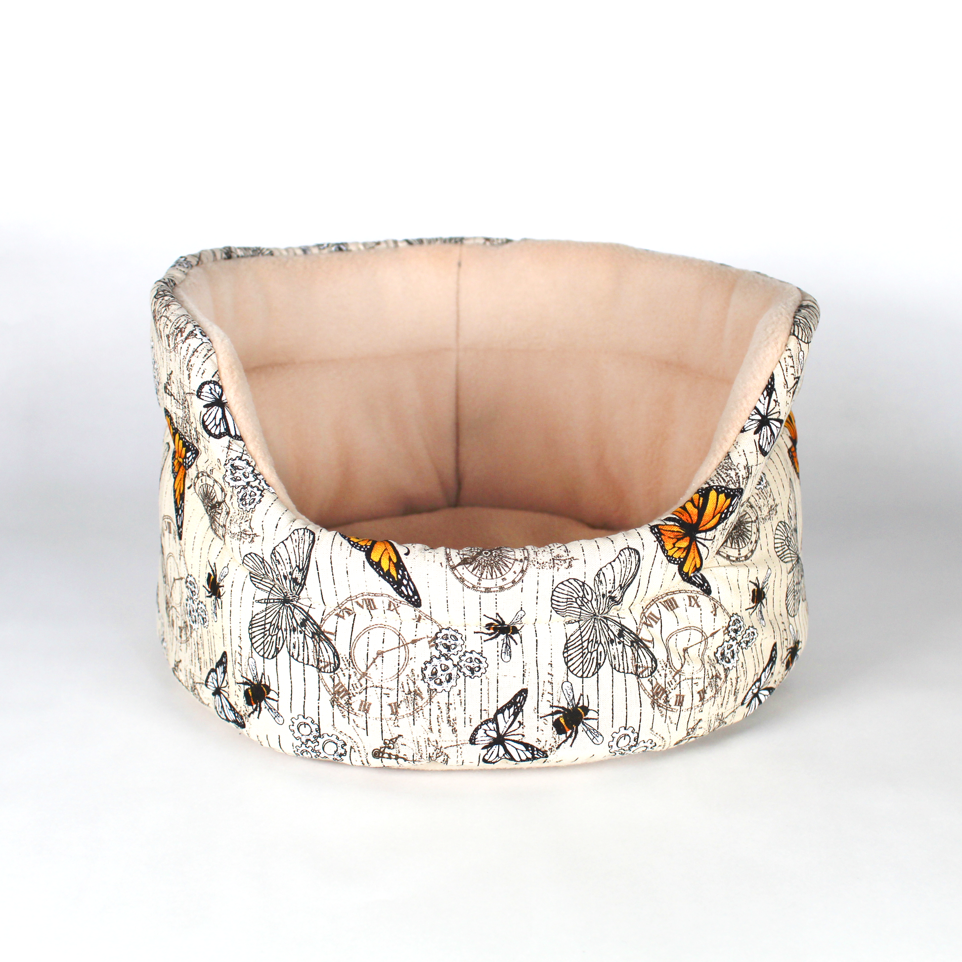 Steampunk Butterfly Cuddle Cup Bed, front view of the empty cuddle cup for guinea pigs