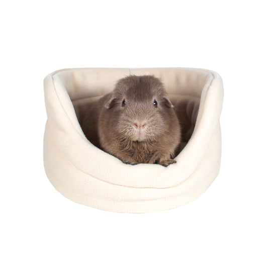 Beige Bed for Guinea Pigs, front view with guiapif