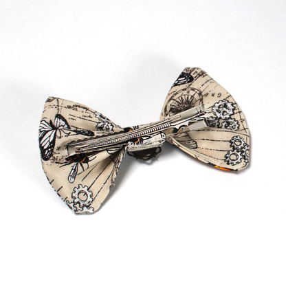 Medium Steampunk Butterfly Hair Bow Clip, rear of the clip showing the sturdy crocodile clip