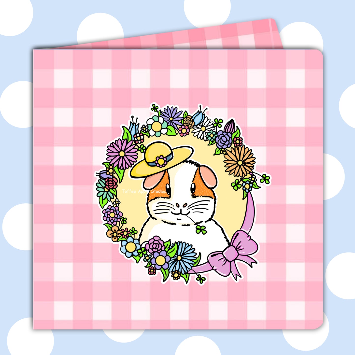 Floral Guinea Pig Blank Greetings Card
