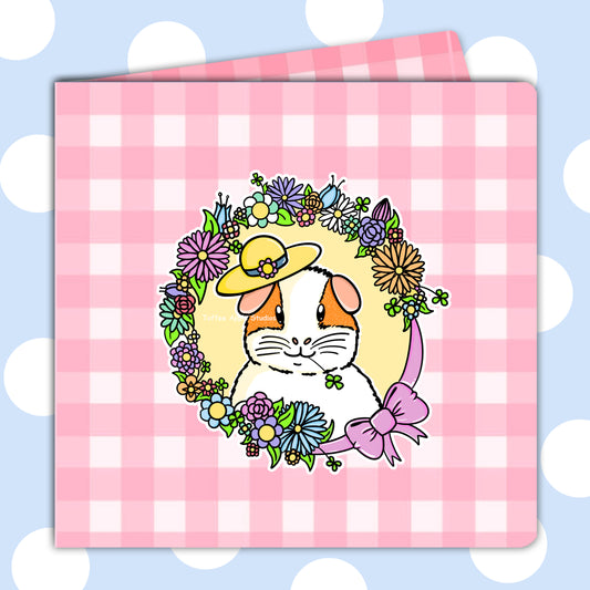 Floral Guinea Pig Blank Greetings Card