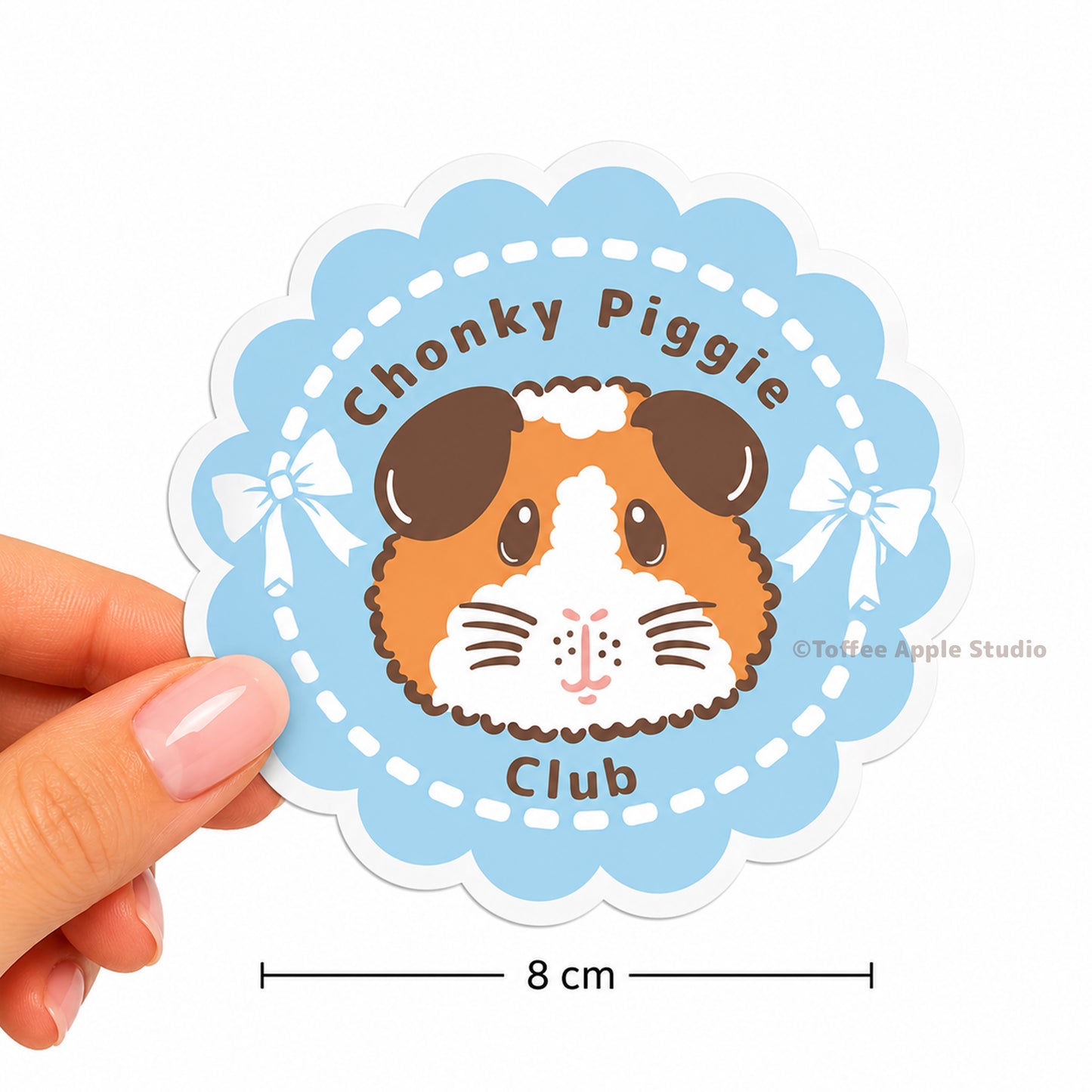 Blue Chonky Piggie Club Guinea Pig Vinyl Sticker - Clear