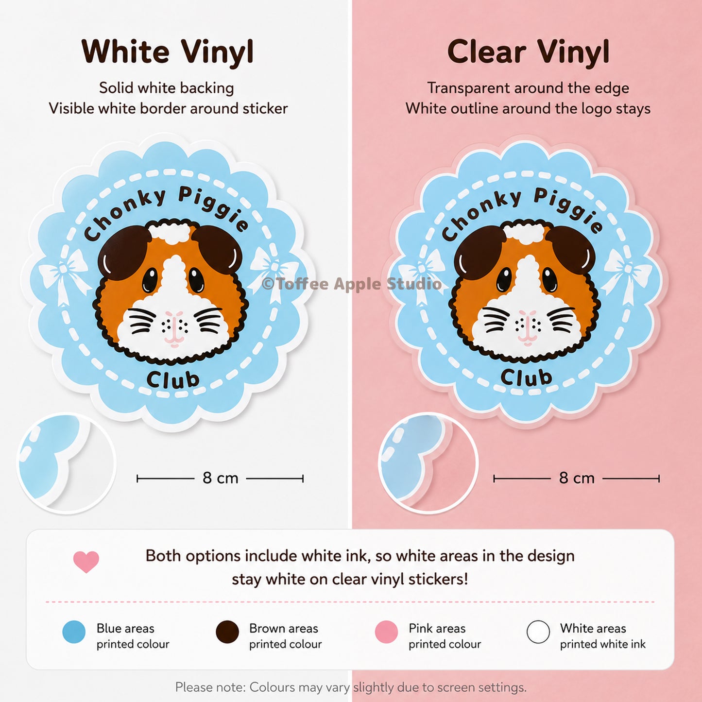 Blue Chonky Piggie Club Guinea Pig Vinyl Sticker - Clear