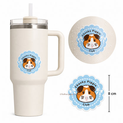 Blue Chonky Piggie Club Guinea Pig Vinyl Sticker - Clear