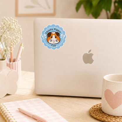 Blue Chonky Piggie Club Guinea Pig Vinyl Sticker - Clear